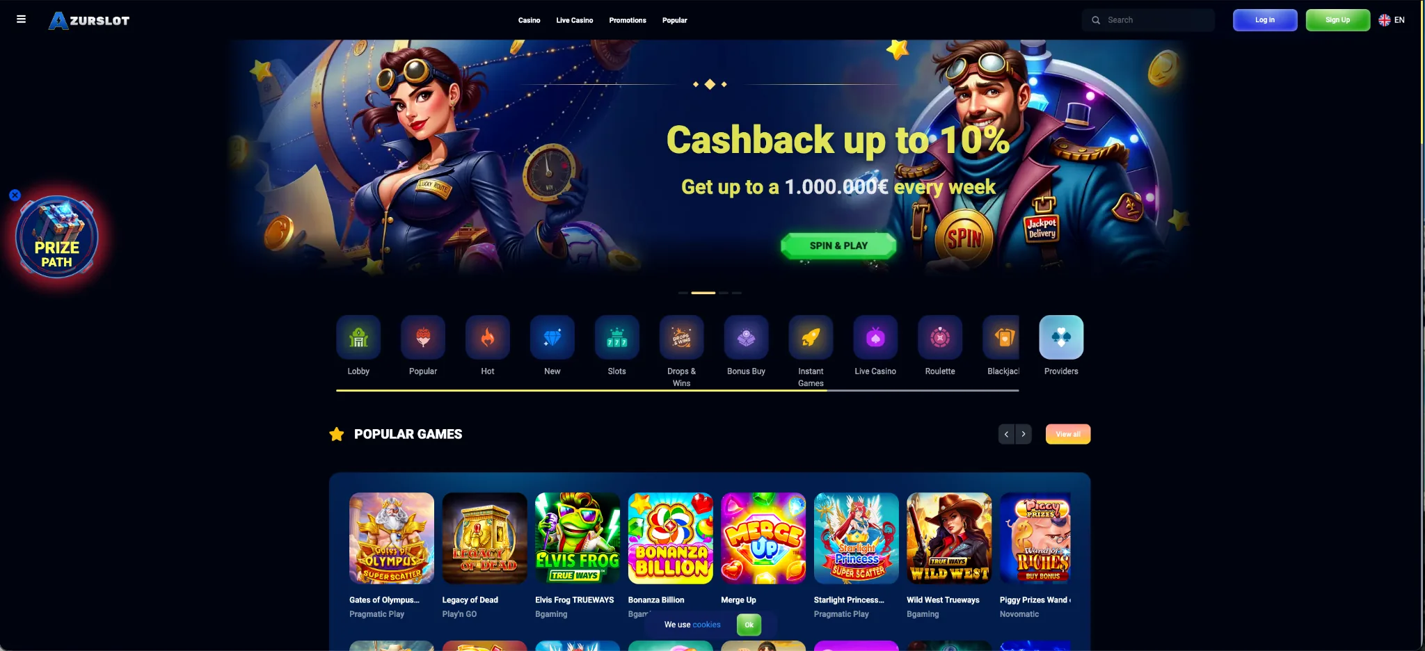 Azurslot casino online – pacote de boas-vindas 250% até 1.500€
