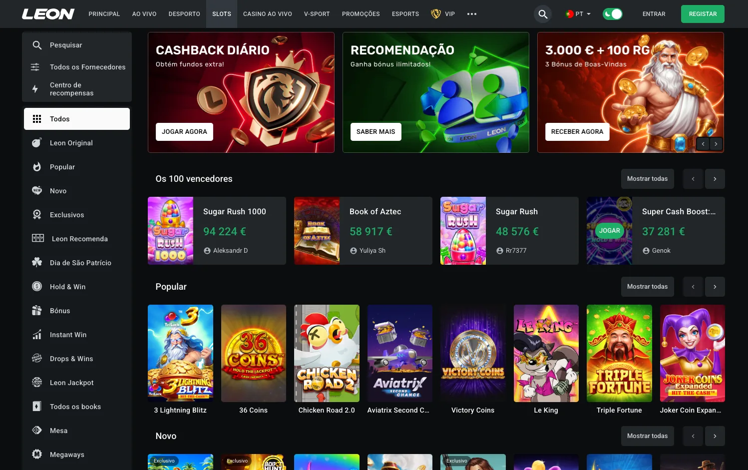 Leon Casino homepage – bónus de boas-vindas até 3.000€ em Portugal