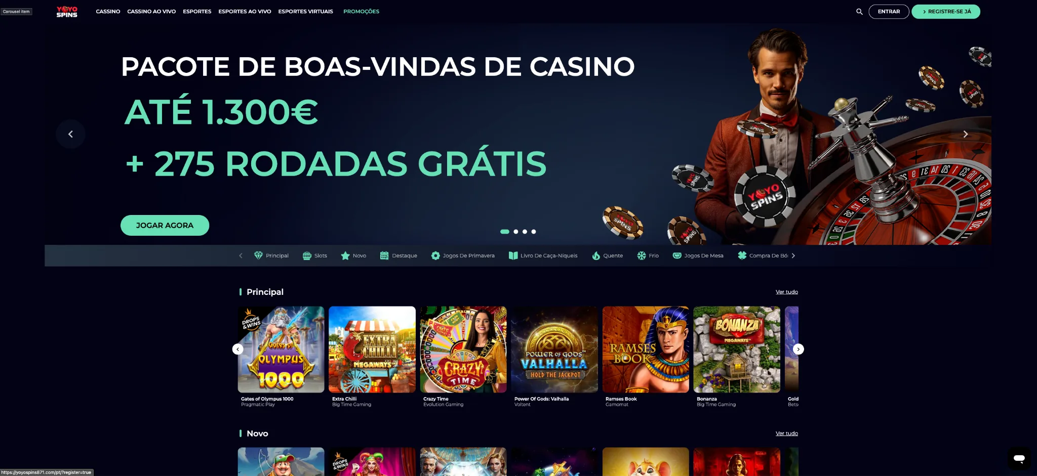 Yoyo Spins casino online – bónus 150% até 500€ + 200 rodadas grátis